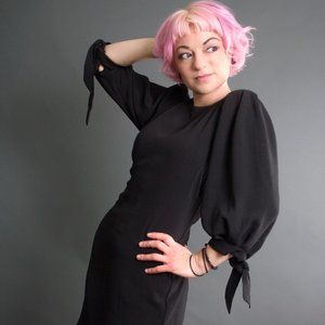 *EXPRESS* Black Puffy Sleeve Dress with Ties